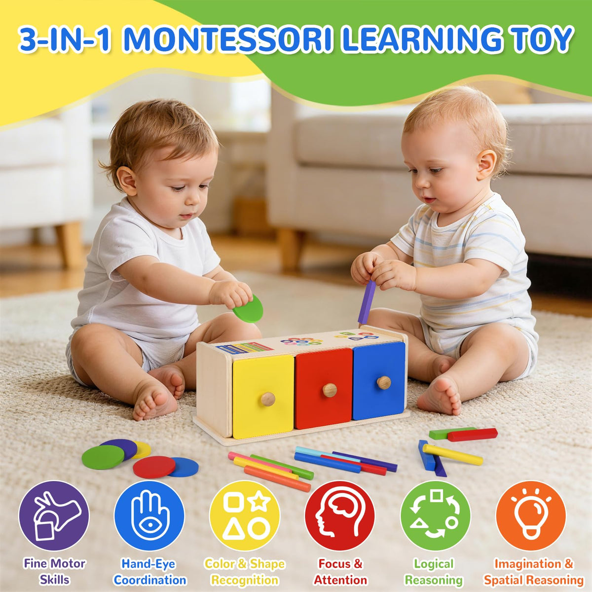 BoxNoble shape-sort-sticks image for shape matching and spatial awareness.
