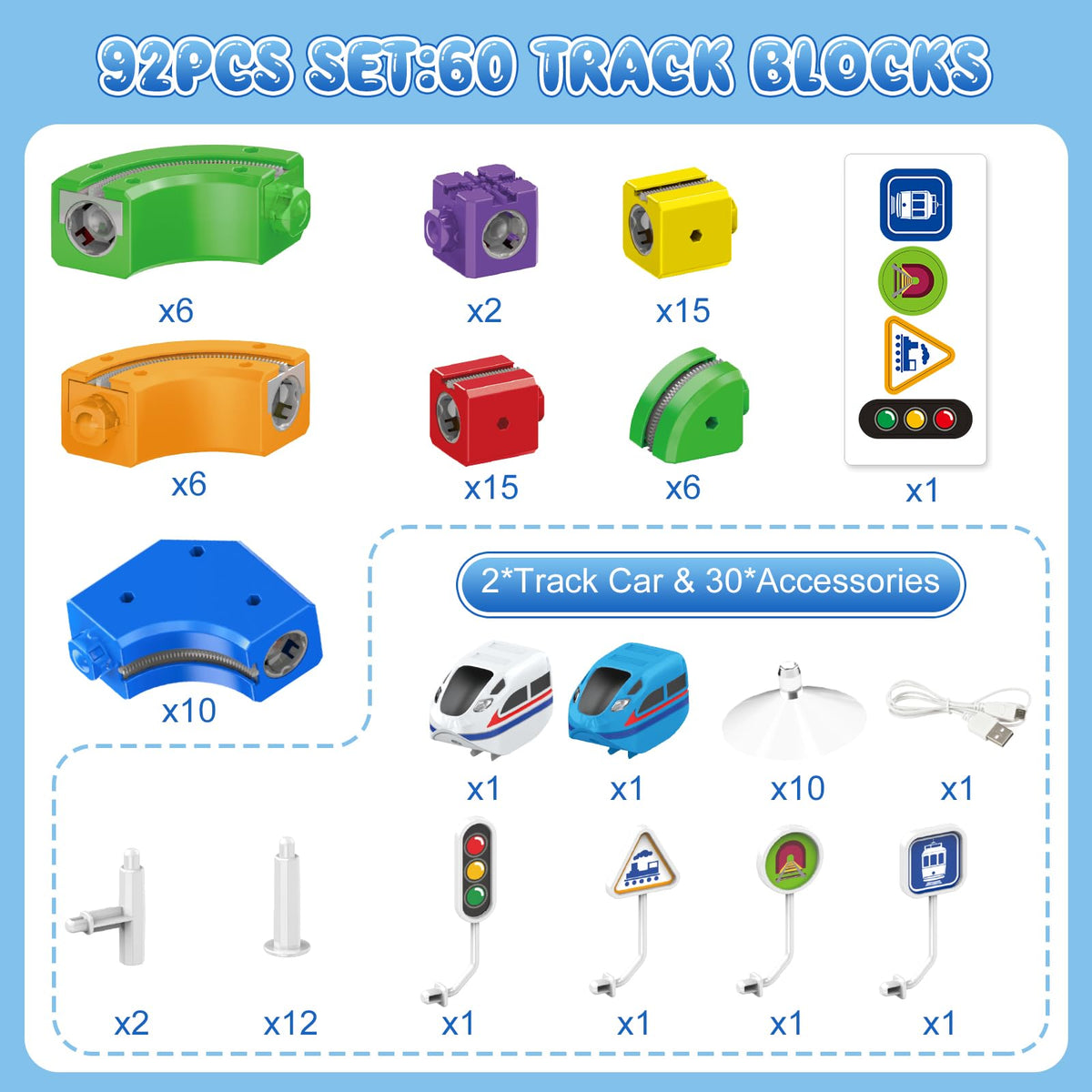 BOYKO dual motorized trains with glow lights for exciting night-time track play.