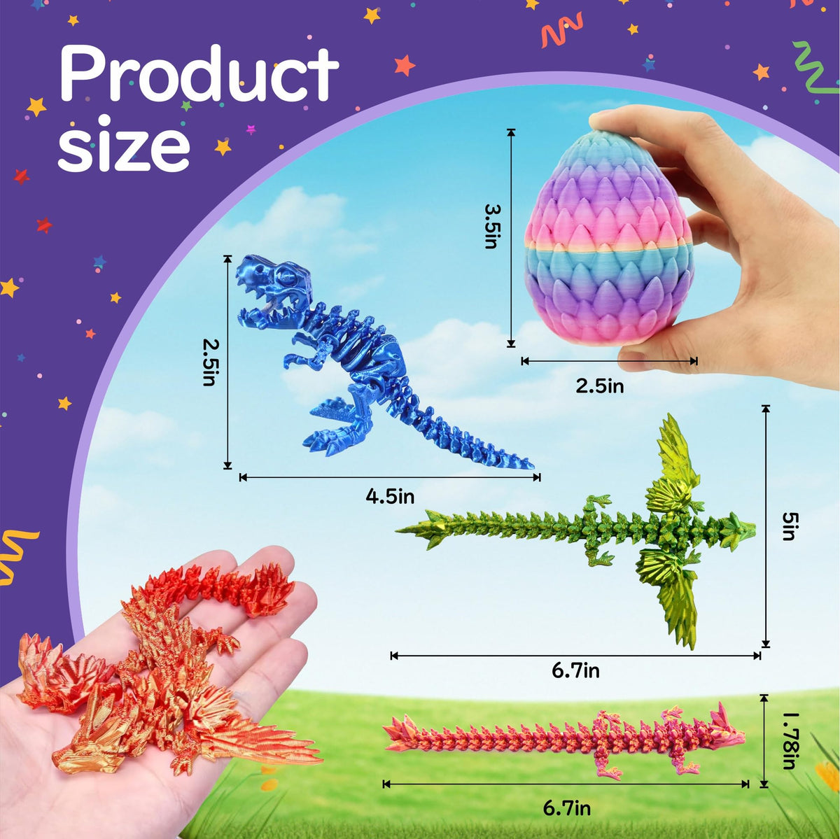 BOYLOVE dinosaur miniatures designed for tactile, fidget-friendly play.