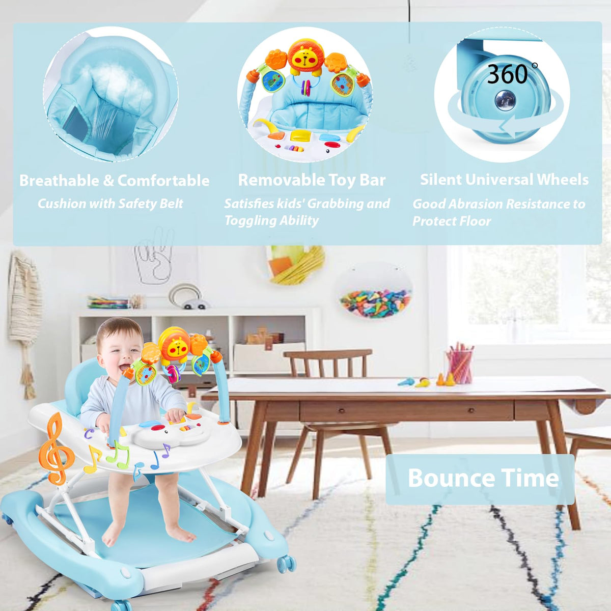 Boyro Baby 5-in-1 walker rocking mode offers gentle sway for calm moments