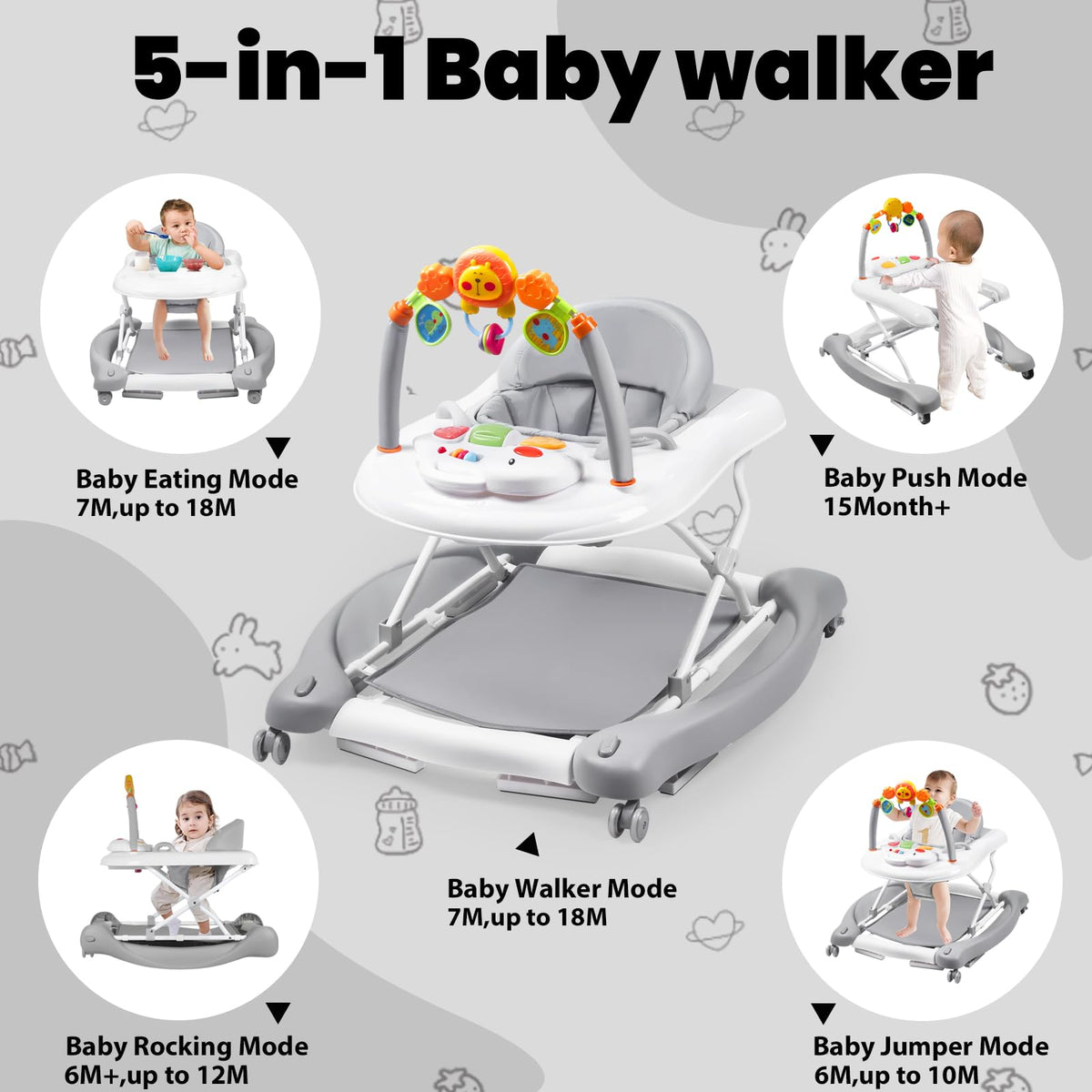 Boyro Baby Adjustable Height walker demonstrates growth-friendly design enhancing proper posture.
