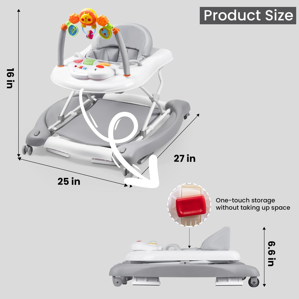 Boyro Baby Bouncer Rocker mode gently soothes and entertains.