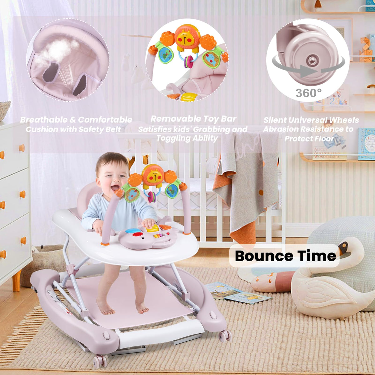 Boyro Baby Walker rocking mode offers soothing movement