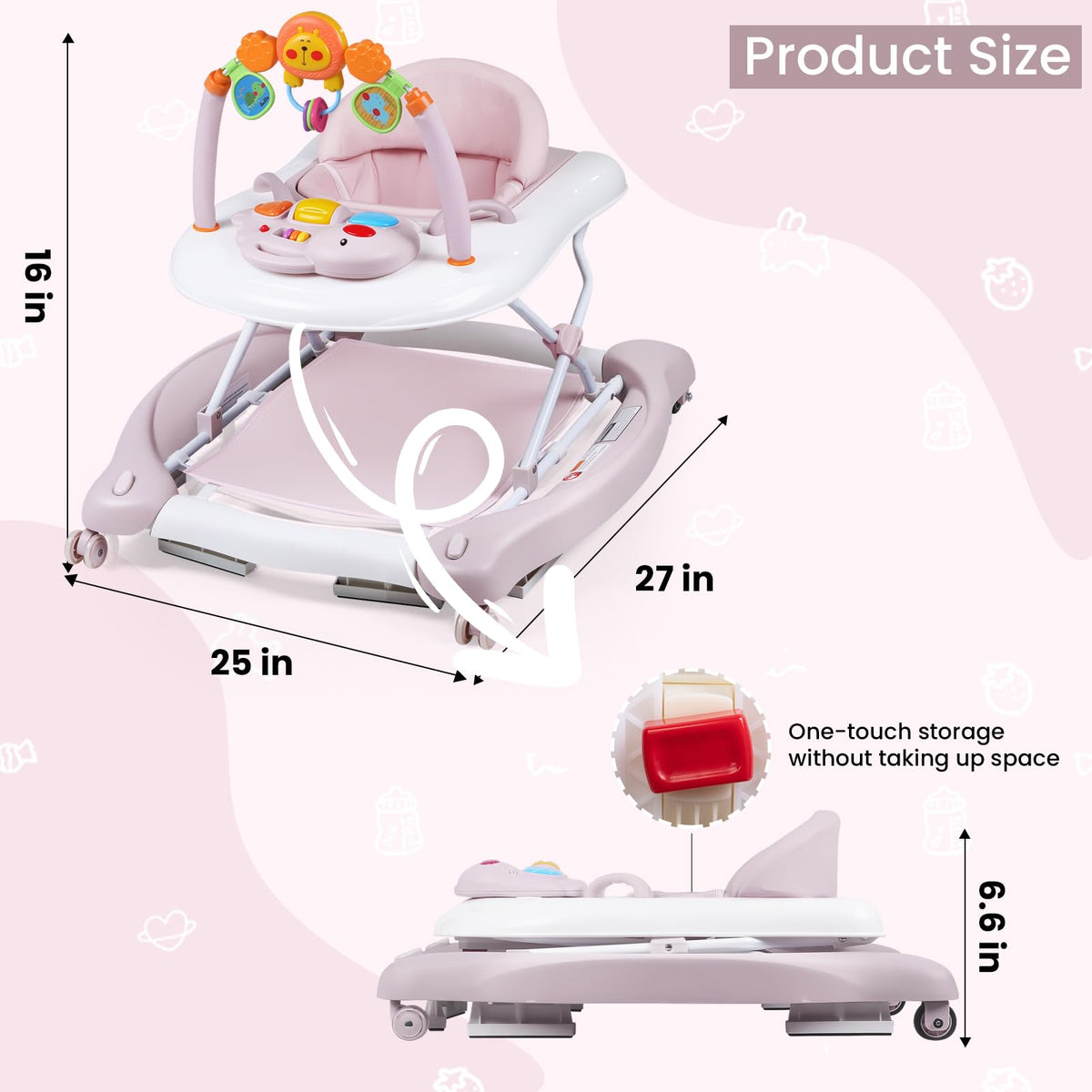 Boyro Baby Walker toys and music encourage sensory play
