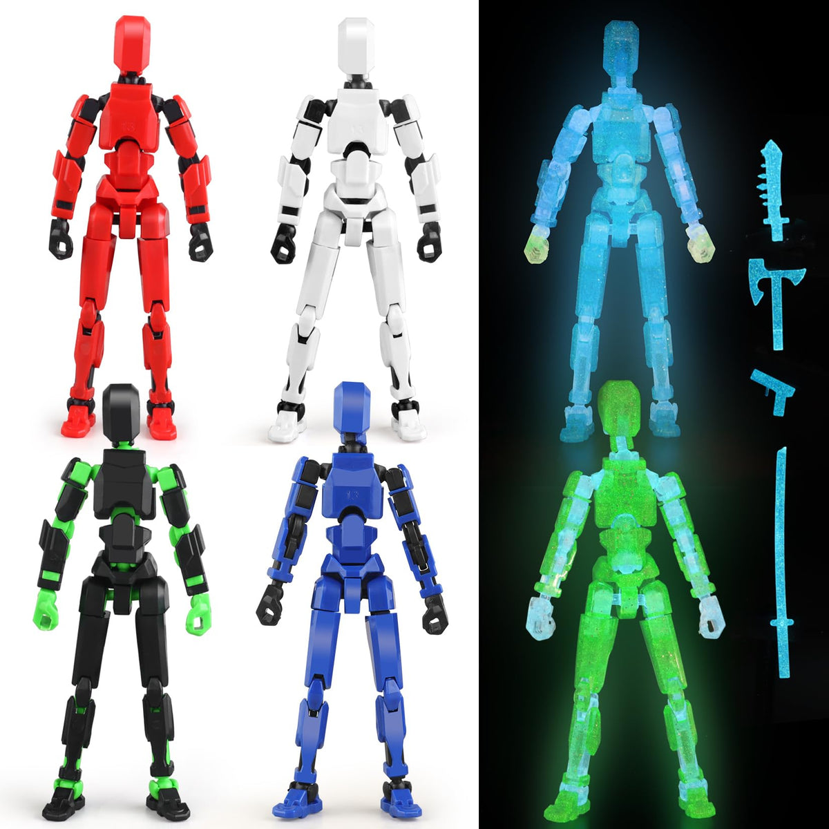 BOZOBO Luminous 13 package: six color figures ready for display and imaginative play.