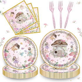 Bphweulko fairy party plates dinner — durable disposable plates for quick cleanup at kids' events