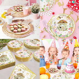 Bphweulko pink gold lace design — enhances party ambiance with pink background and gold accents