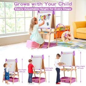 bpmfkid 3-in-1 easel chalkboard side for doodling with chalk