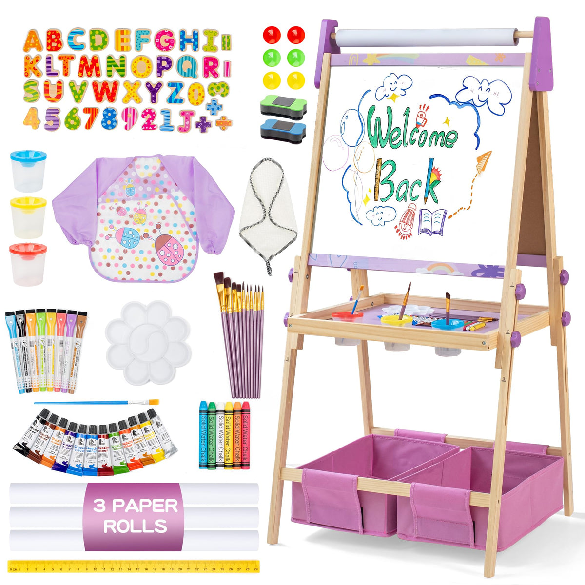bpmfkid 3-in-1 easel front view inspires creative drawing sessions for kids