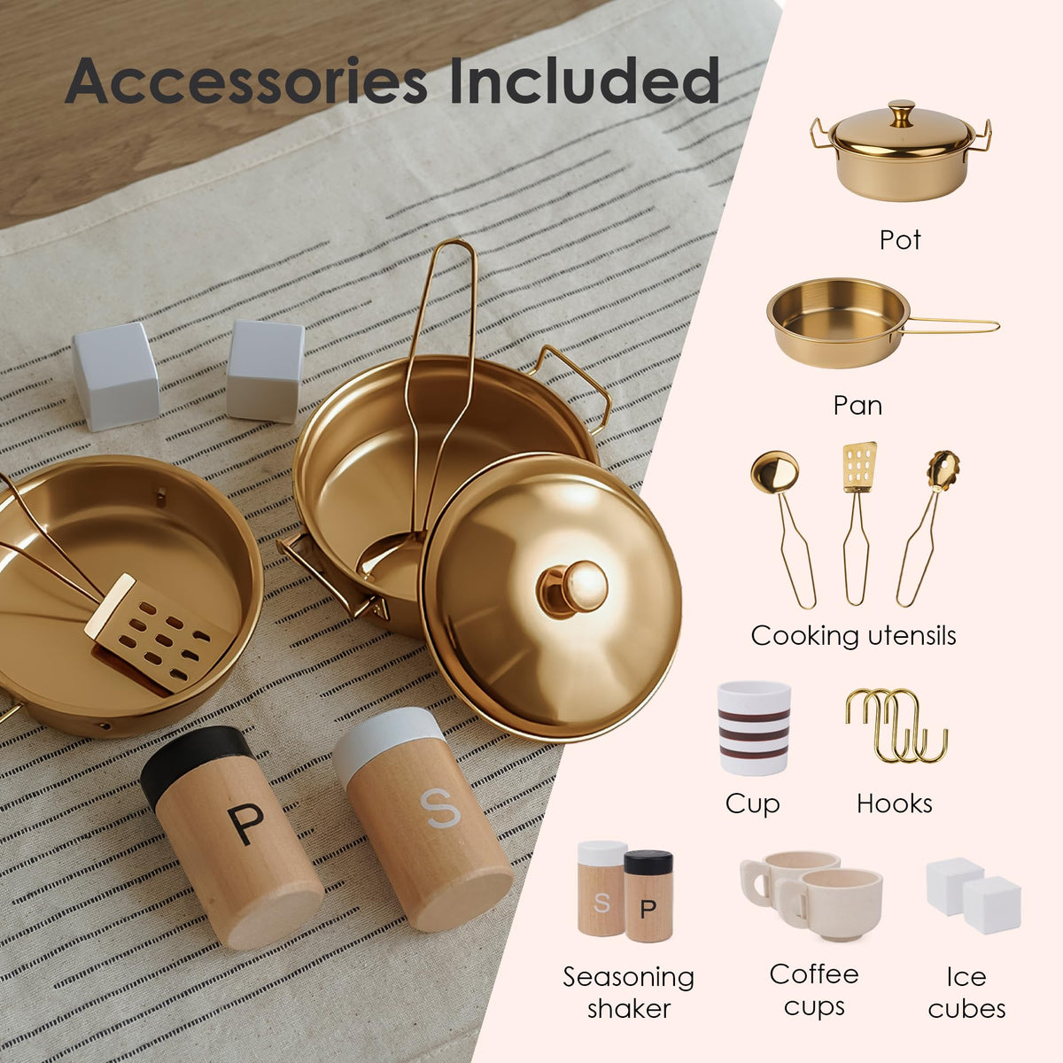 bpmfkid Pink Wooden Play Kitchen easy assembly with clear instructions.