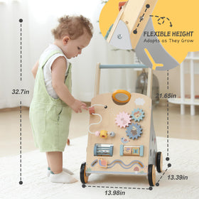 Bpmfkid wooden baby walker with simple assembly fits compact spaces for apartment living.