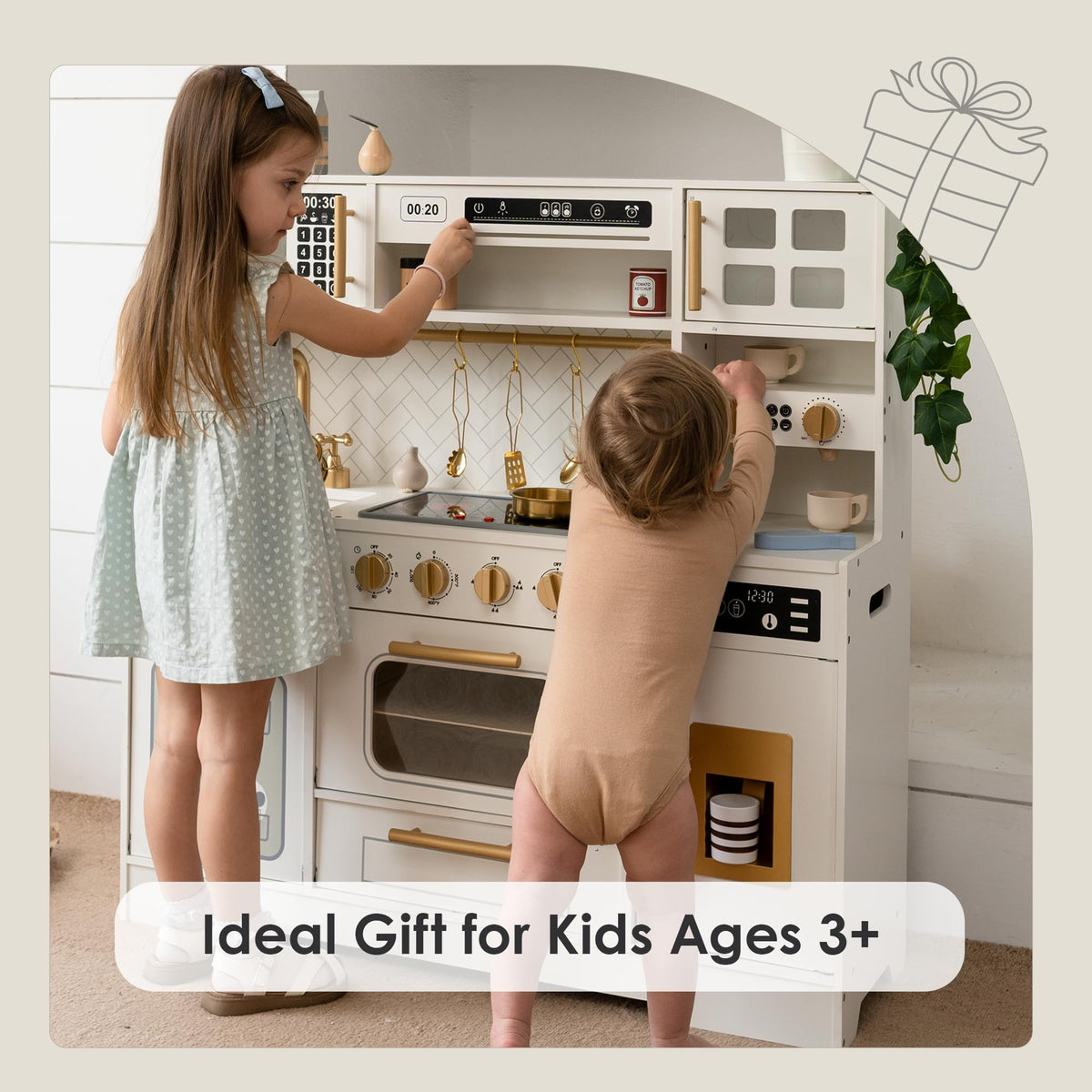 Bpmfkid wooden play kitchen oven knob click mimics real baking actions.