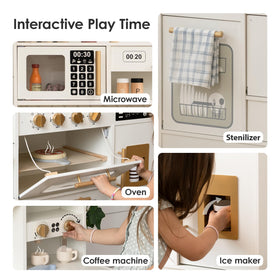 Bpmfkid storage shelves organize ingredients for quick pretend meals.