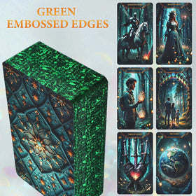 BQLXBABLT green gold edge detailing on tarot cards