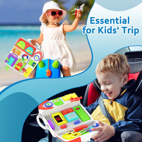 BQU compact Busy Board with travel handle is ideal for cars and trips.