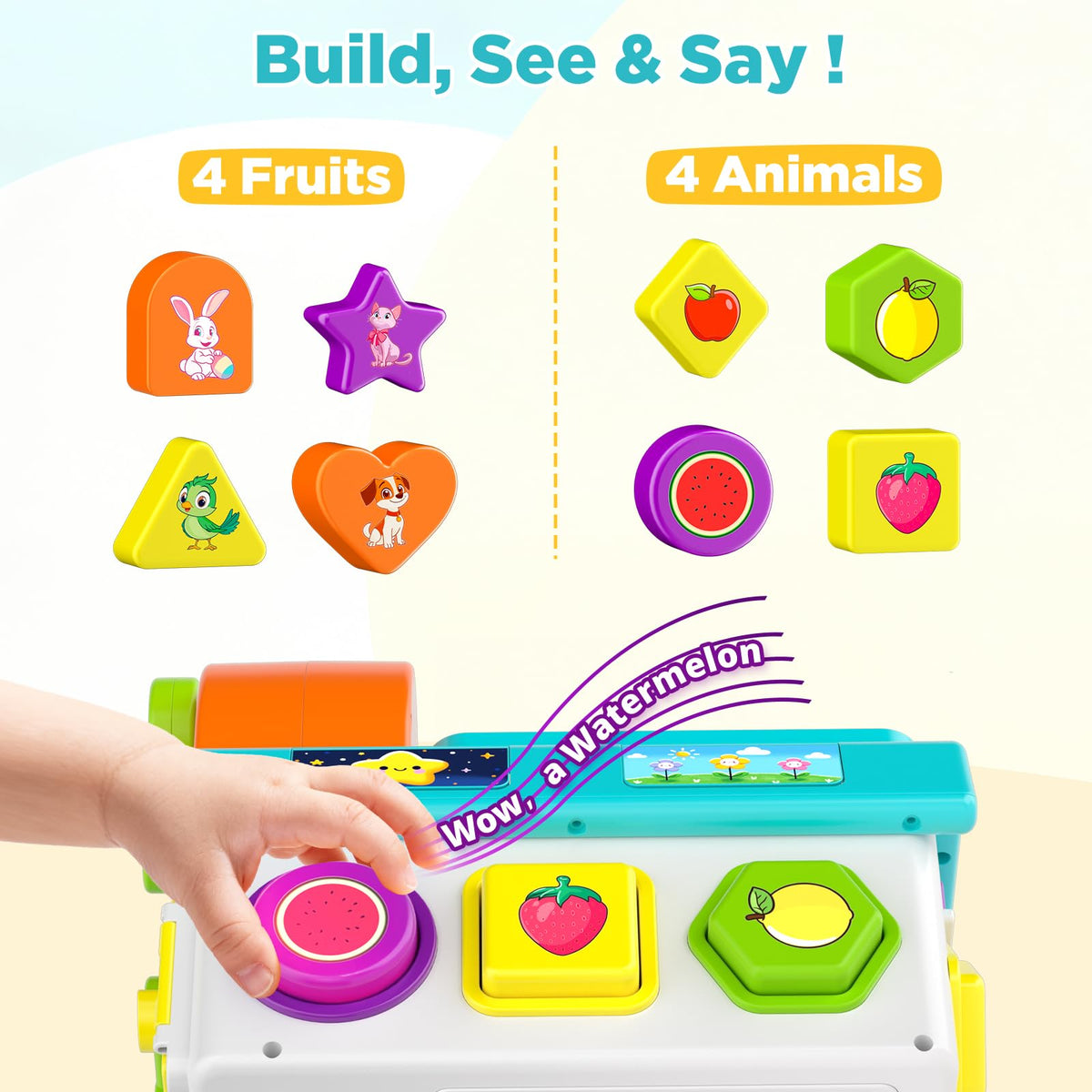 BQU Learning Toy colorful blocks foster color and shape recognition.