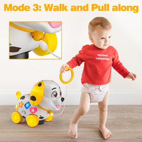 BQU universal wheels help the puppy toy roll while avoiding obstacles