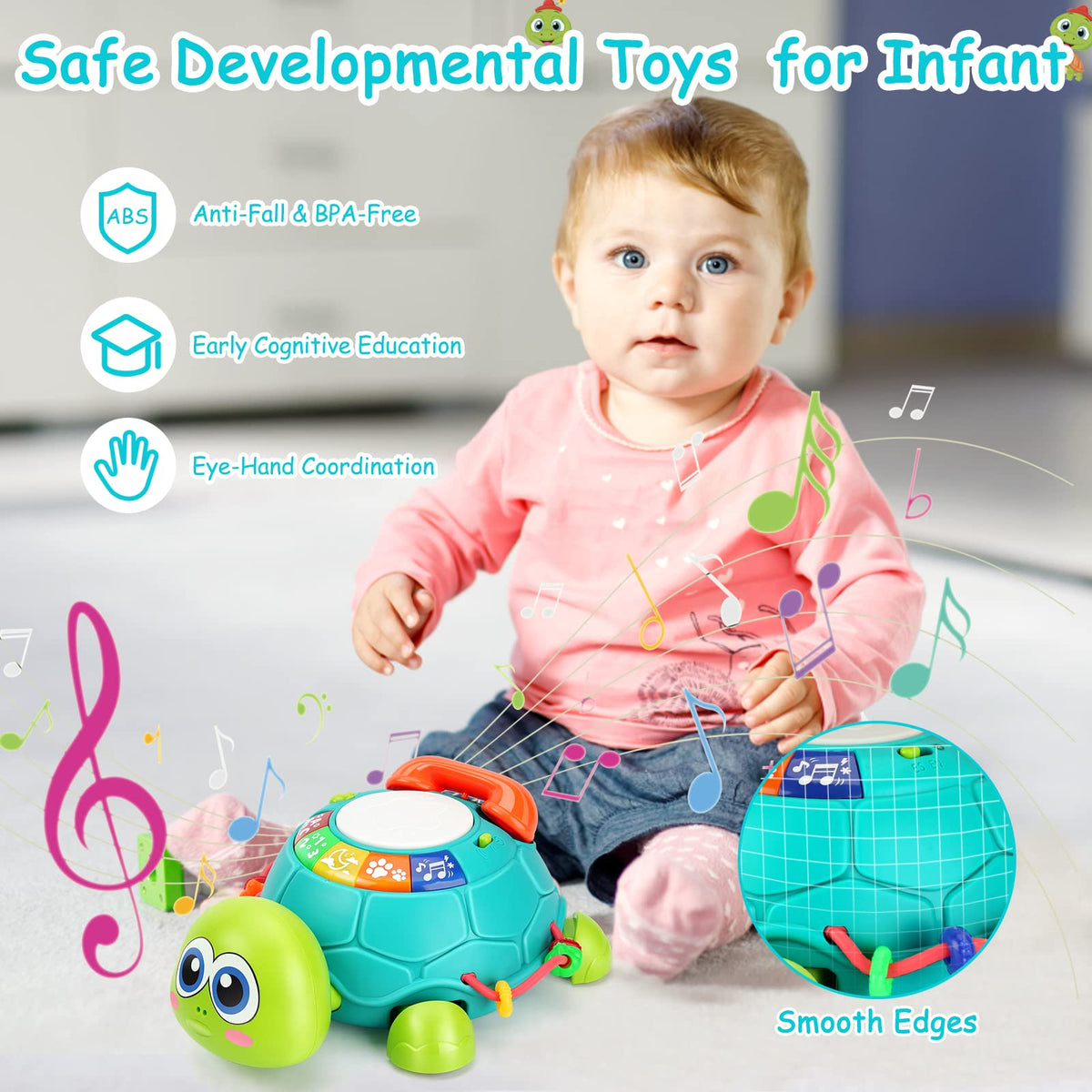 BQU Musical Turtle toy with rotating beads engaging eyes and hands