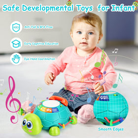 BQU Musical Turtle toy with rotating beads engaging eyes and hands
