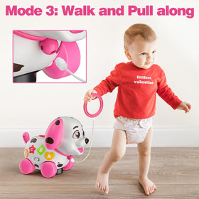 BQU walking mode puppy toy supports early walking adventures indoors and out.