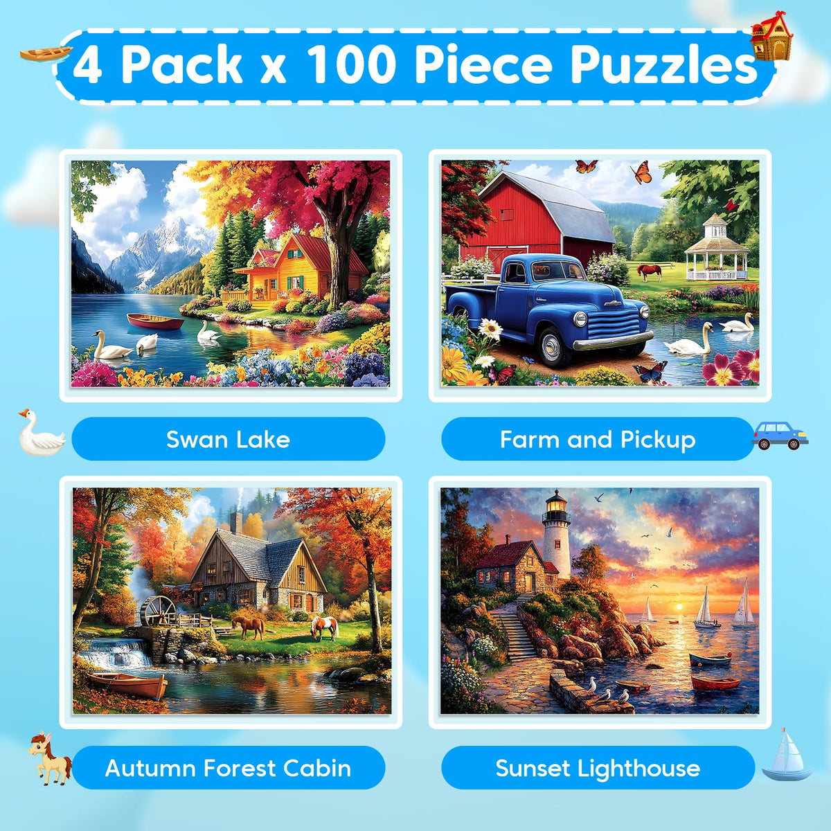 Bractowa 100-piece puzzle Farm and Pickup engaging kids with easy-to-handle pieces