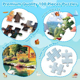 Bractowa 100-piece puzzle Sunset Lighthouse promotes cooperative play and cognitive engagement