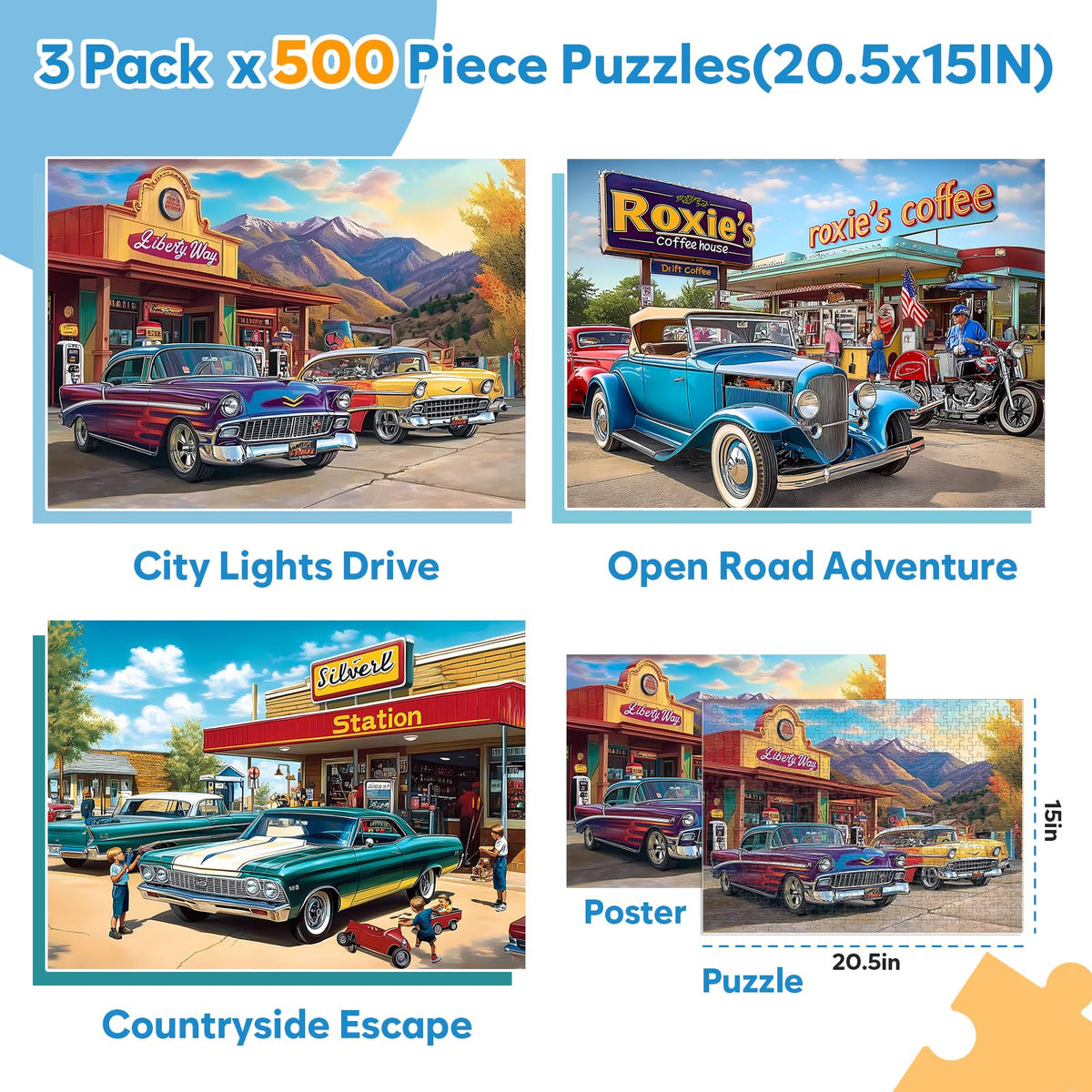 Bractowa 500-piece puzzle pieces interlock clearly for smooth, frustration-free assembly.