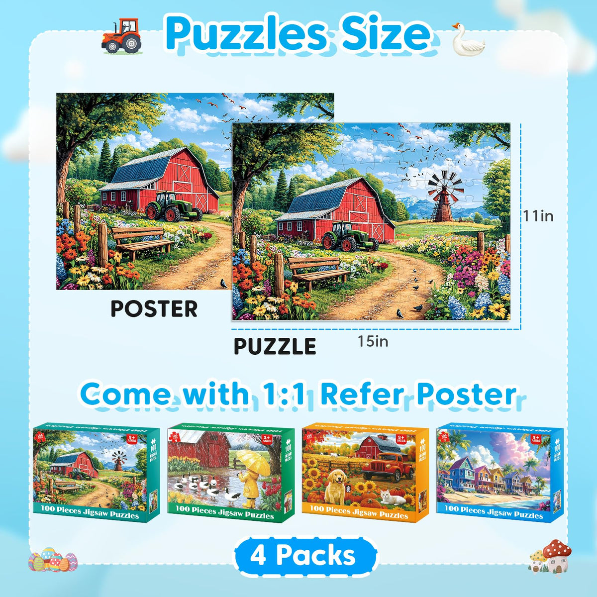 Bractowa Autumn Farm puzzle features rich hues and smooth interlocking pieces