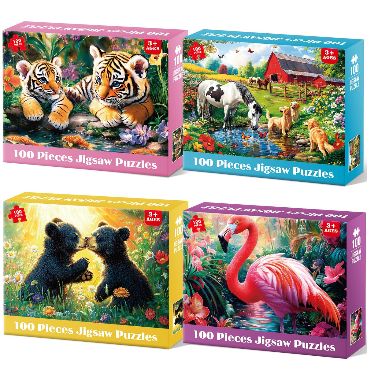 Bractowa bear-cubs 100-piece puzzle for kids, supports early problem-solving and fine motor skills.