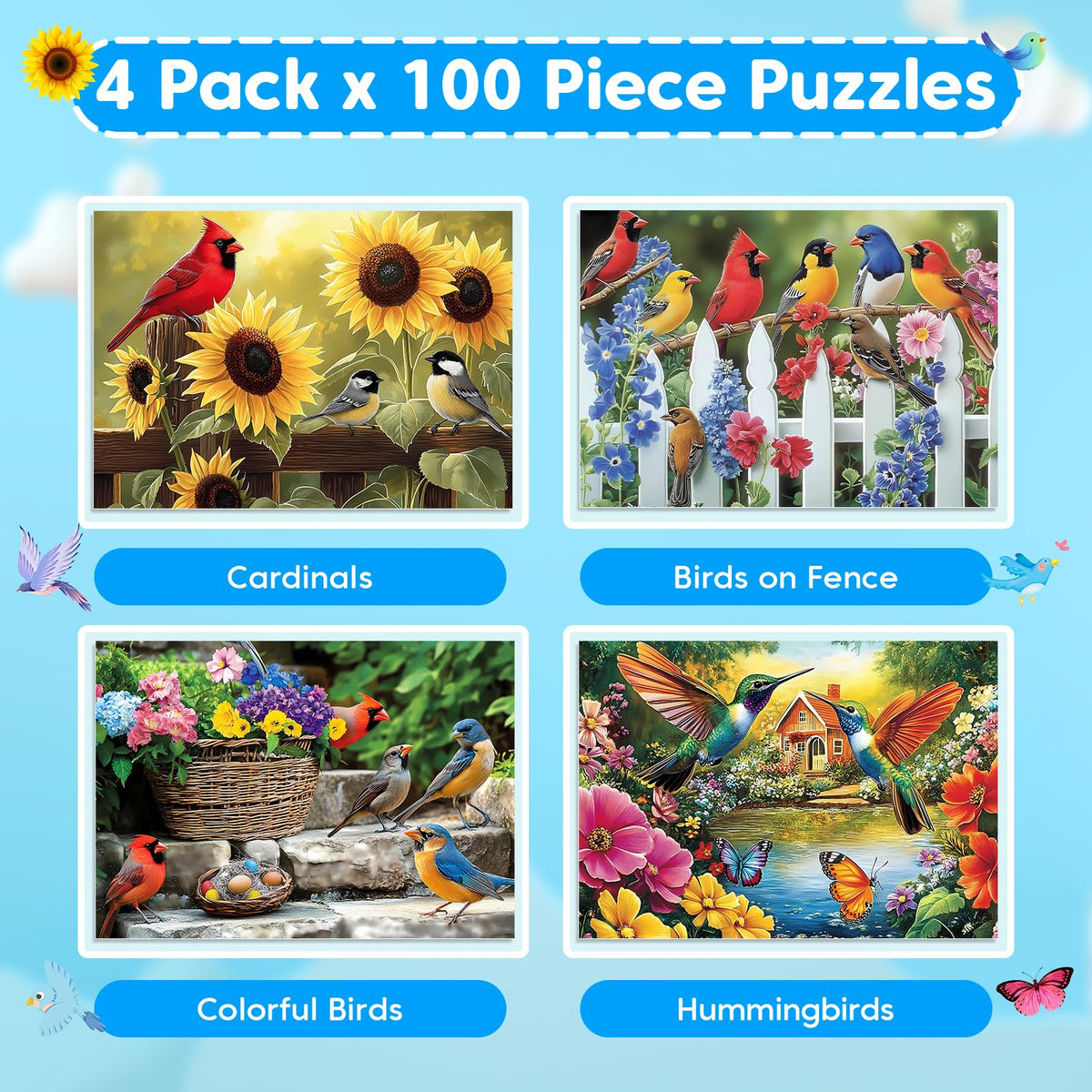 Bractowa Birds on Fence puzzle: large pieces for easy handling
