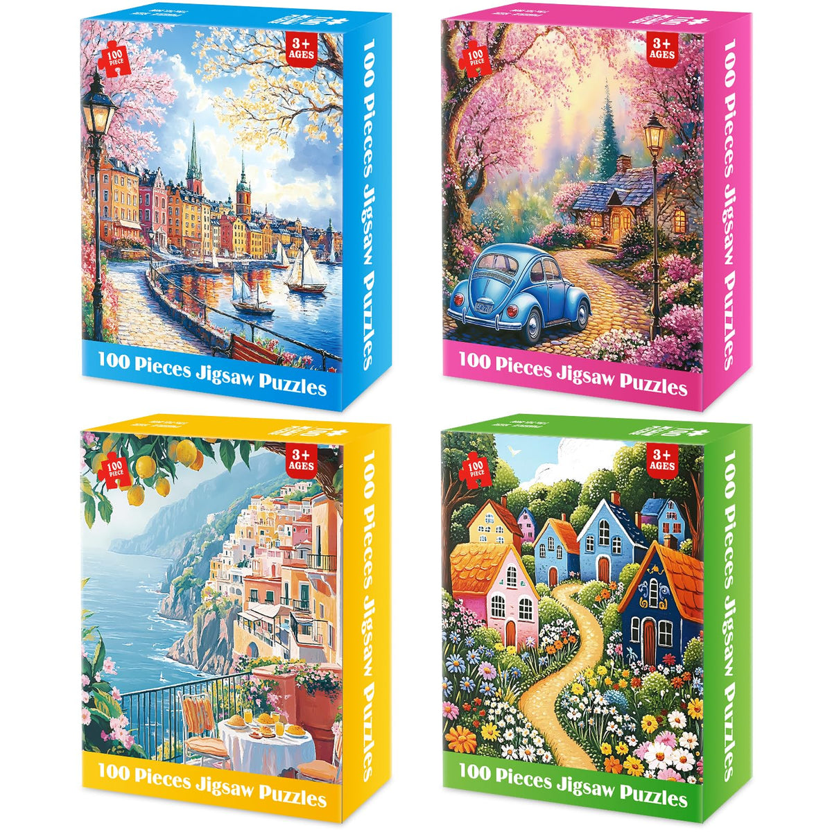 Bractowa city-view 100-piece puzzle — engaging family time with a colorful urban scene.