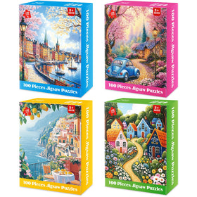 Bractowa city-view 100-piece puzzle — engaging family time with a colorful urban scene.