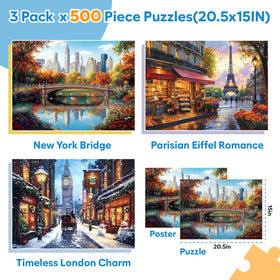 Bractowa Eiffel Tower 500-piece puzzle with vibrant, engaging colors