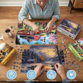 Bractowa family puzzle time encourages screen-free bonding and shared achievement.