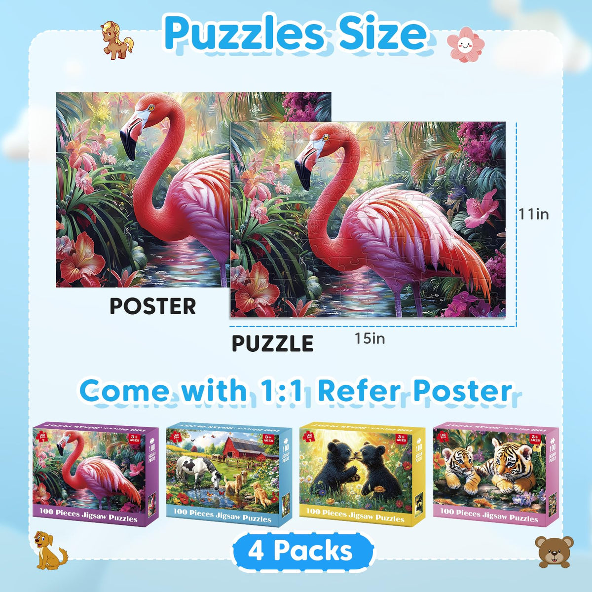 Bractowa farm-scene 100-piece puzzle, perfect for group or solo family play.