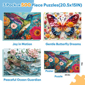 Bractowa flower 500-piece puzzle—colorful blooms ideal for family game night.