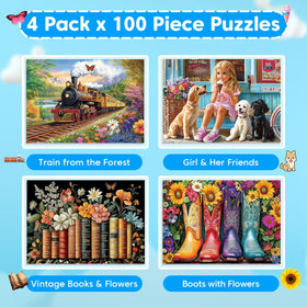Bractowa Girl and Friends 100-piece puzzle promotes cooperative play and bonding.