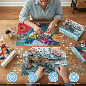 Bractowa hummingbird closeup 500-piece puzzle—swift colors fuel quick problem-solving moments.