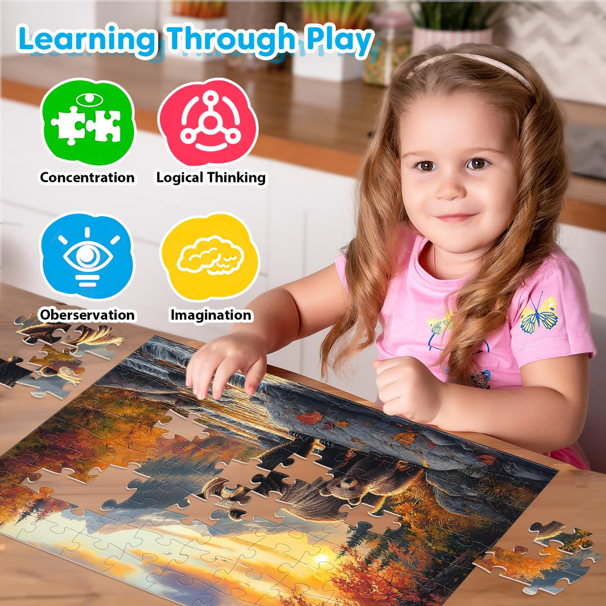 Bractowa Large Piece durable cardboard puzzle, easy grip for seniors.