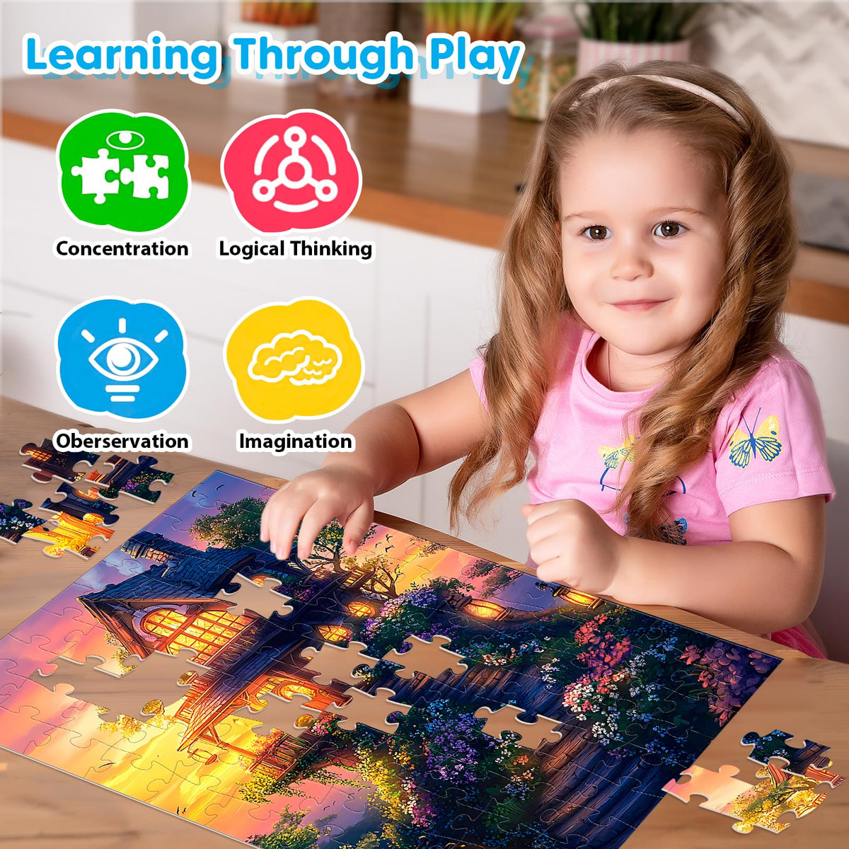 Bractowa Large-piece puzzle closeup highlights easy-grip pieces for seniors