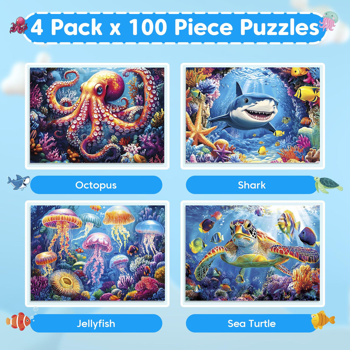 Bractowa Ocean Jellyfish puzzle enhances focus and fine motor skills.