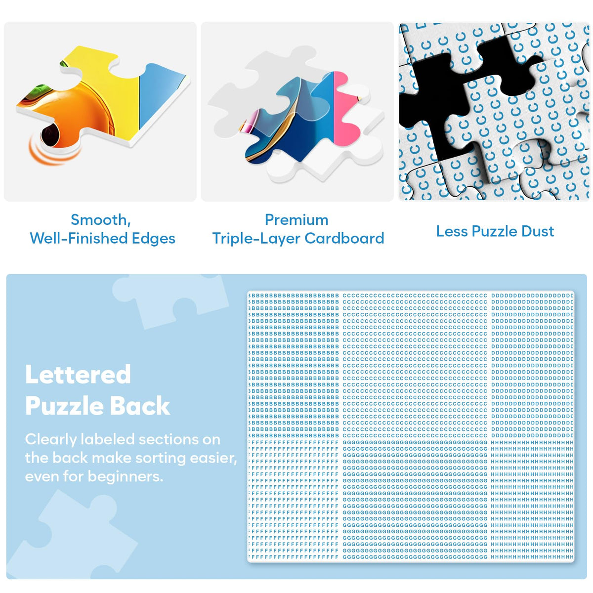 Bractowa recycled cardboard puzzle: sturdy 500-piece set with clean interlocks.