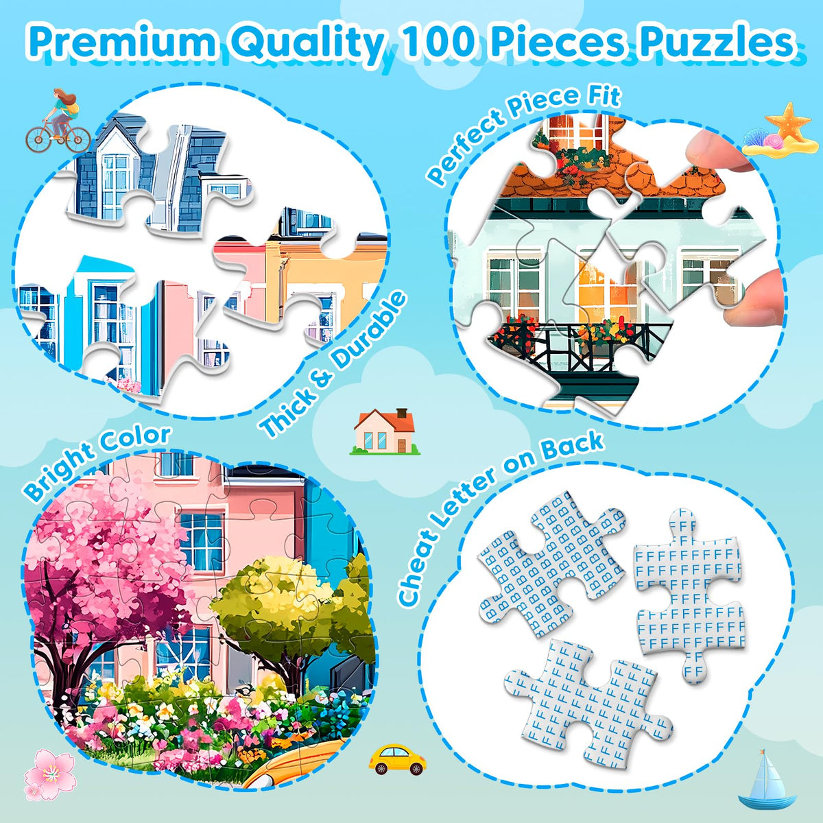 Bractowa Seaside Town puzzle, serene scene for calm concentration