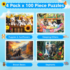 Bractowa Sleeping Kittens 100-piece puzzle, large pieces for easy assembly.