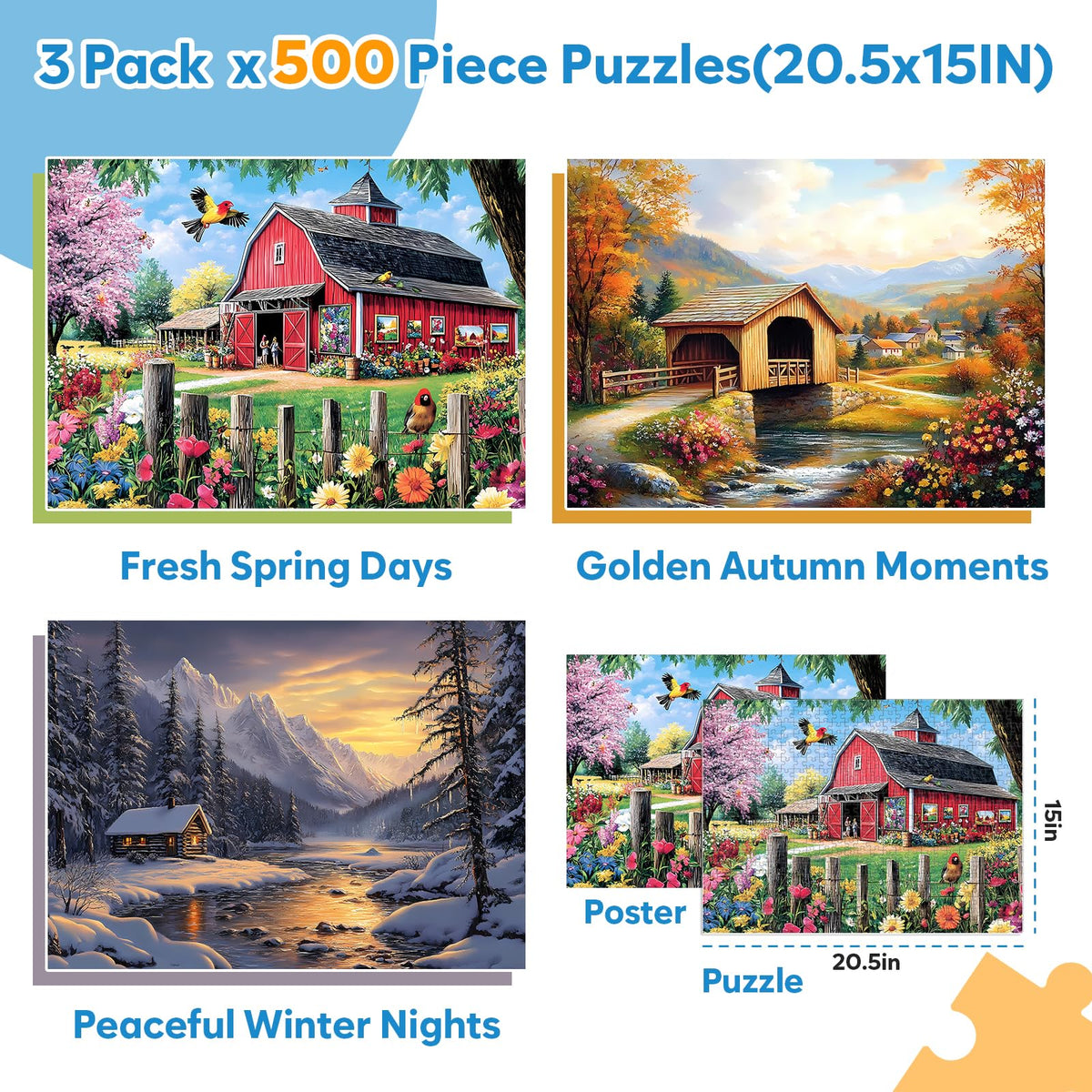 Bractowa Spring 500-piece puzzle reveals vibrant scenery for a relaxing afternoon.