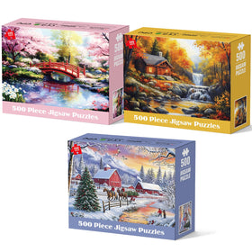 Bractowa 4 Seasons puzzle: spring garden bridge scene for family game nights.