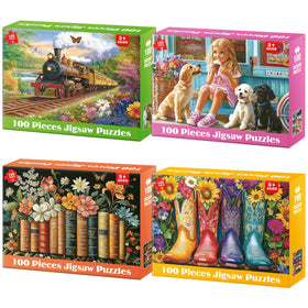 Bractowa Train Forest 100-piece puzzle displaying vibrant colors for engaging family time.