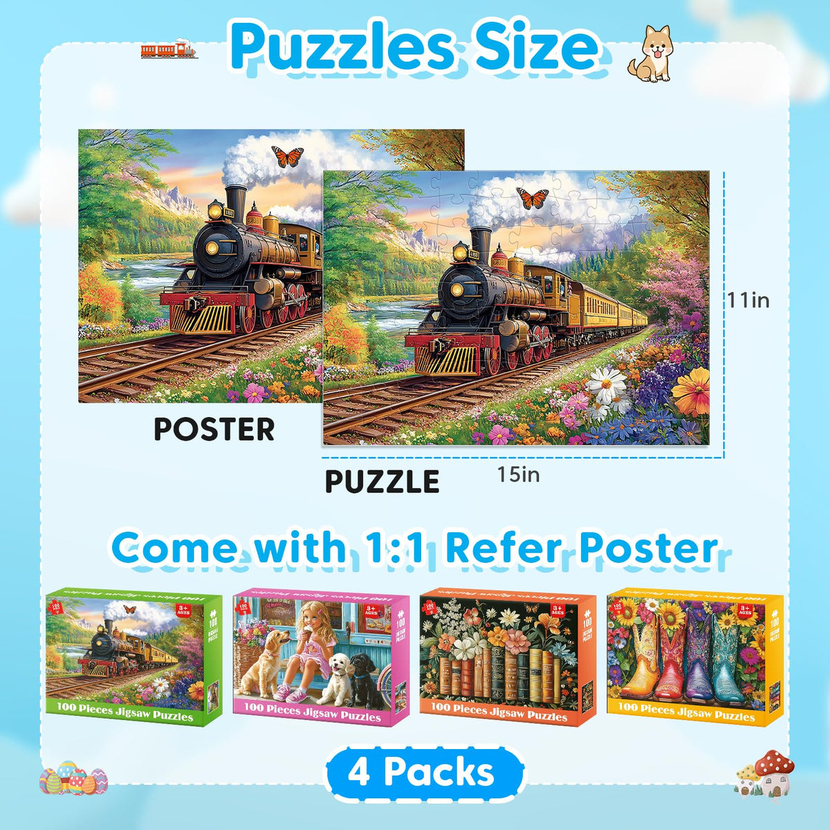 Bractowa Vintage Books & Flowers 100-piece puzzle offers relaxing, nostalgic activity.
