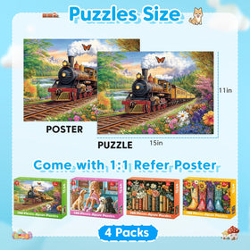 Bractowa Vintage Books & Flowers 100-piece puzzle offers relaxing, nostalgic activity.