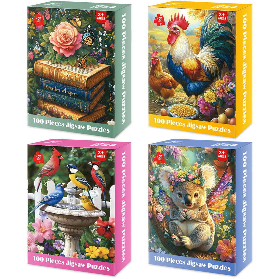 Bractowa Vintage Books & Flowers puzzle: vivid 100 pieces for cozy family evenings.